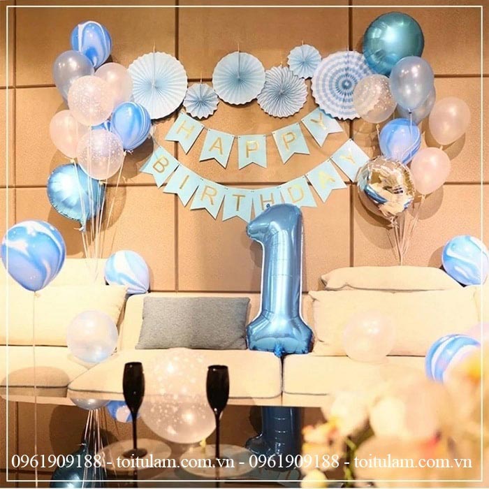 Mua Set bong bóng Sinh Nhật Happy Birthday Cho Bé Trai  Bé Gái 1 tuổi tặng  đủ đồ phụ kiện bơm băng keo CB09  Tiki